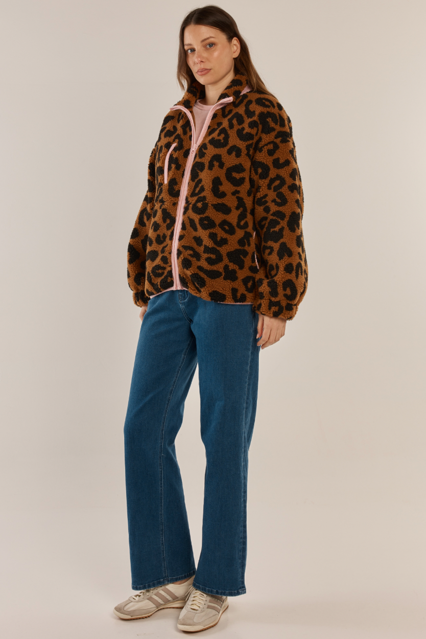 Jayne Fleece Jacket - Animal/Pink