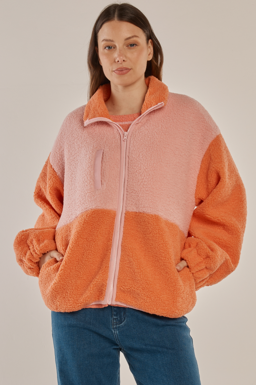 Jayne Fleece Jacket - Pink/Orange
