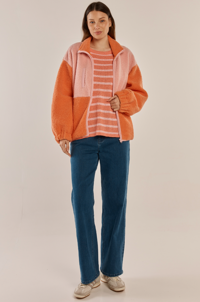 Jayne Fleece Jacket - Pink/Orange