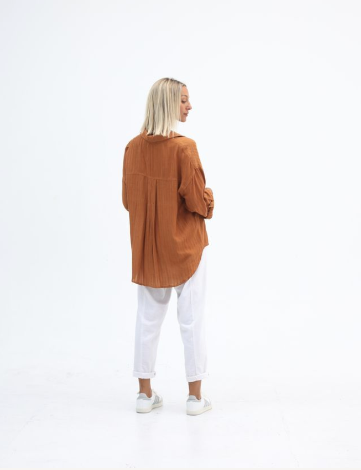 Caitlin L/S Linen Shirt - Clay