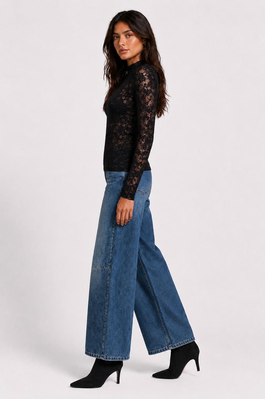 Emilee Mesh Lace Top - Black