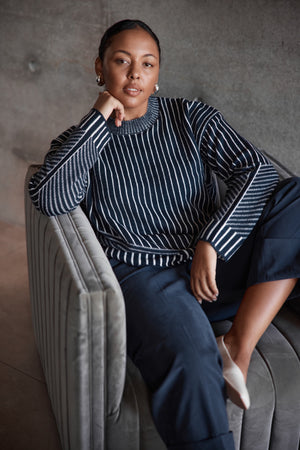 Geometric Stripe Knit - Navy