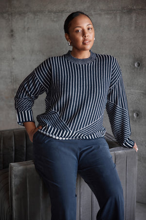 Geometric Stripe Knit - Navy