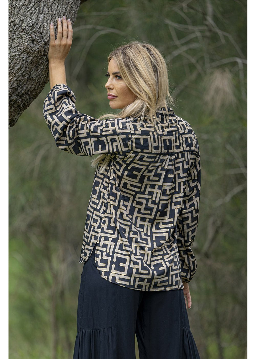 Geo Long Sleeve Blouse