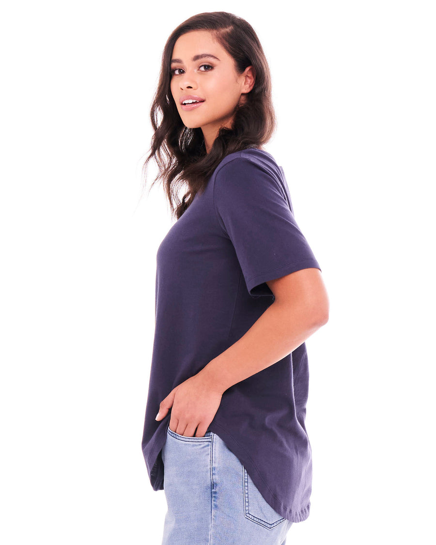 Ariana Basic Cotton Tee - Navy