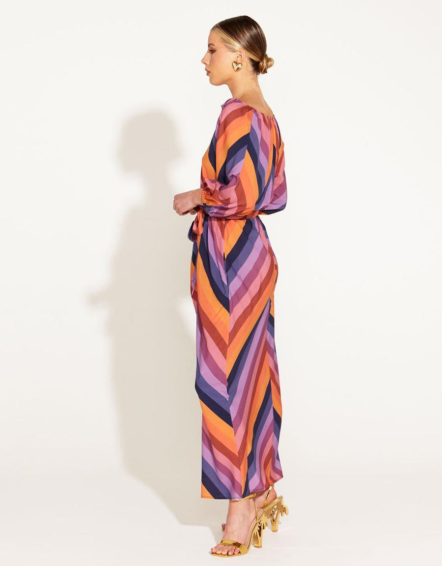 Sunset Dream Flowy Maxi Dress - Sunset Stripe
