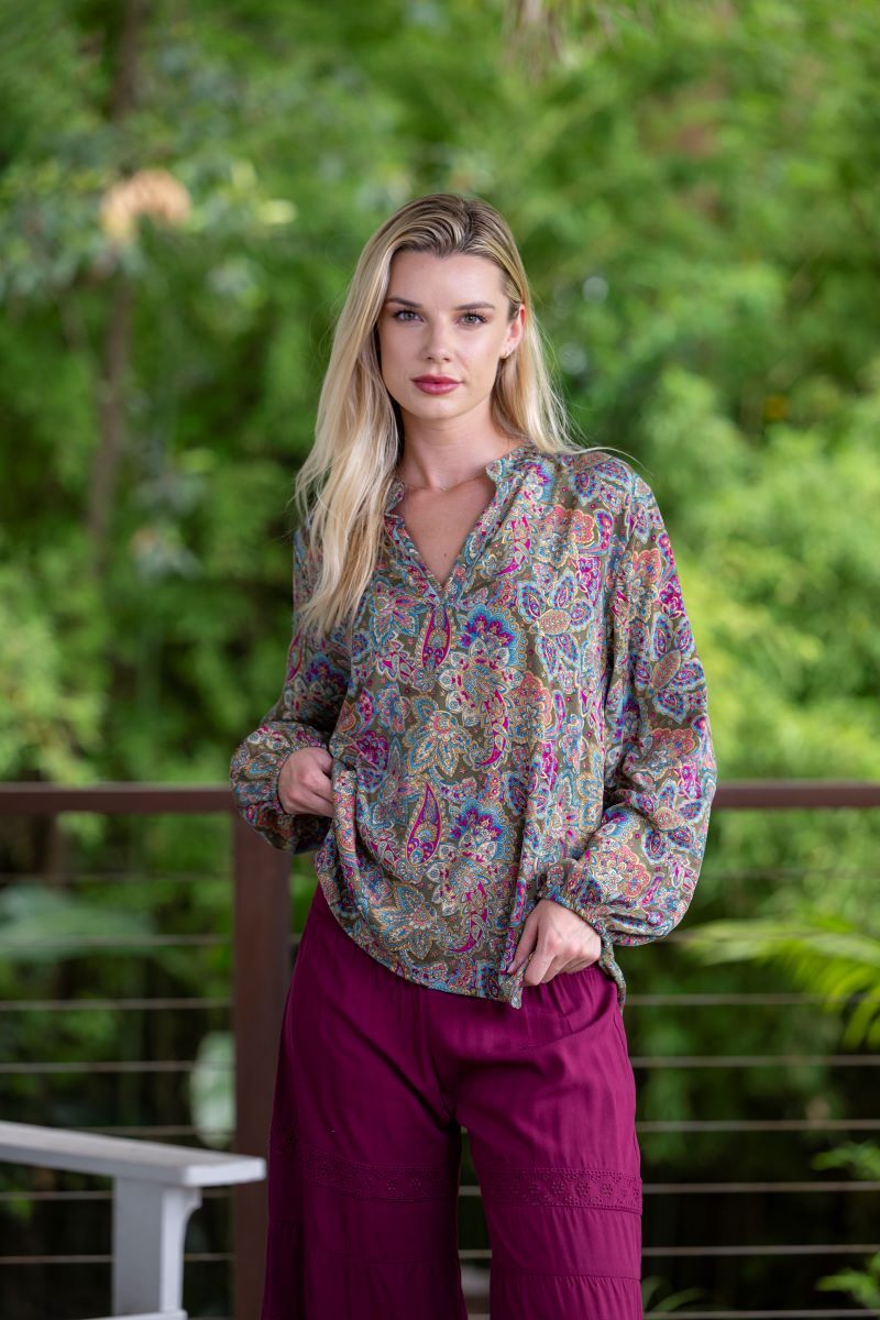 Olive Long Sleeve Blouse