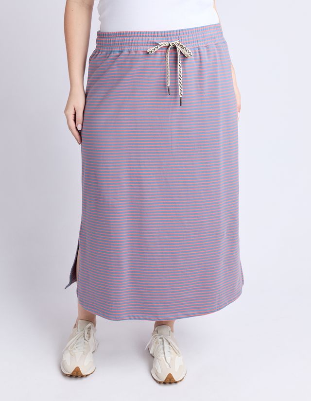 Travel Skirt - Blue & Coral Stripe