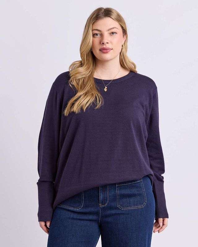 Sunny Long Sleeve Knit Top - Navy