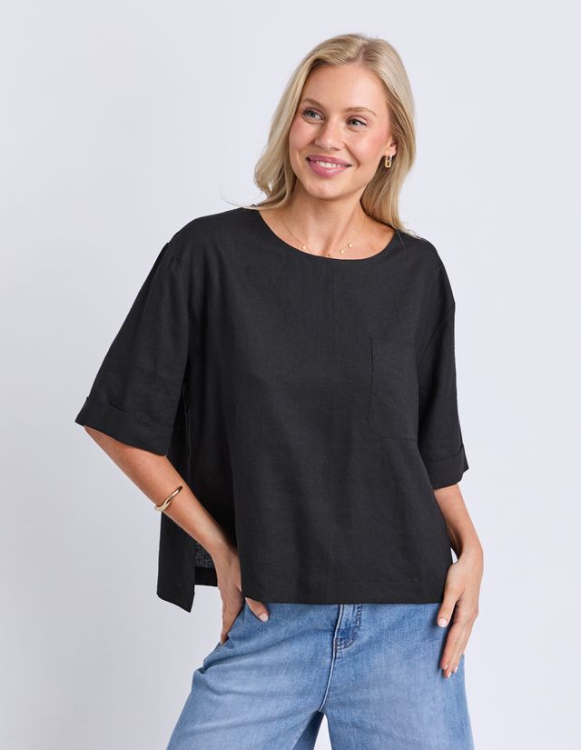 Tilly Woven Tee - Black