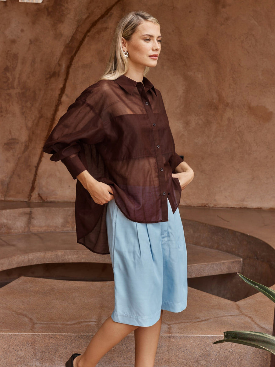 Val Oversized Shirt - Chocolate