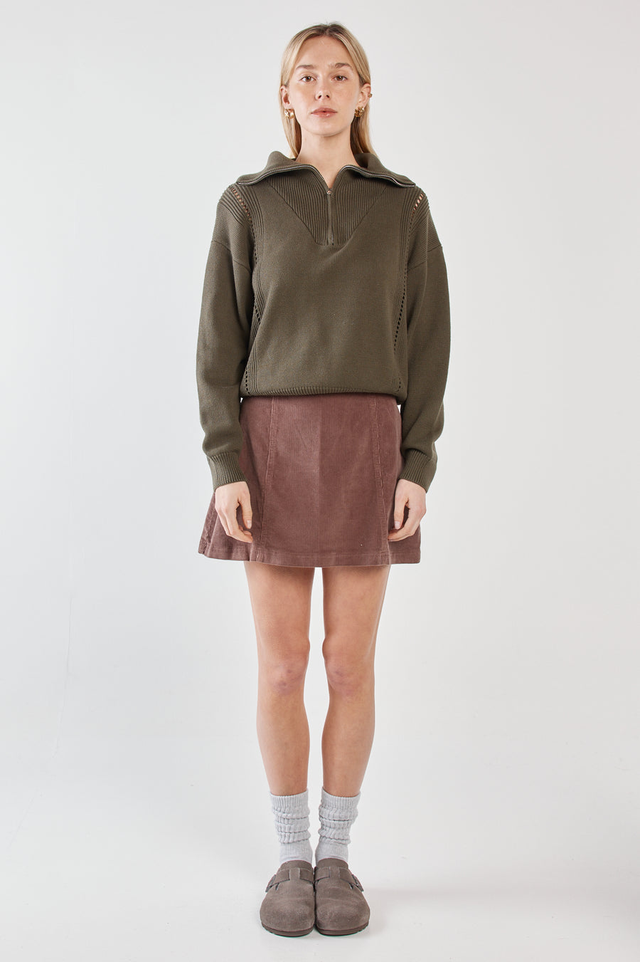Esti Pointelle Zip Up Knit