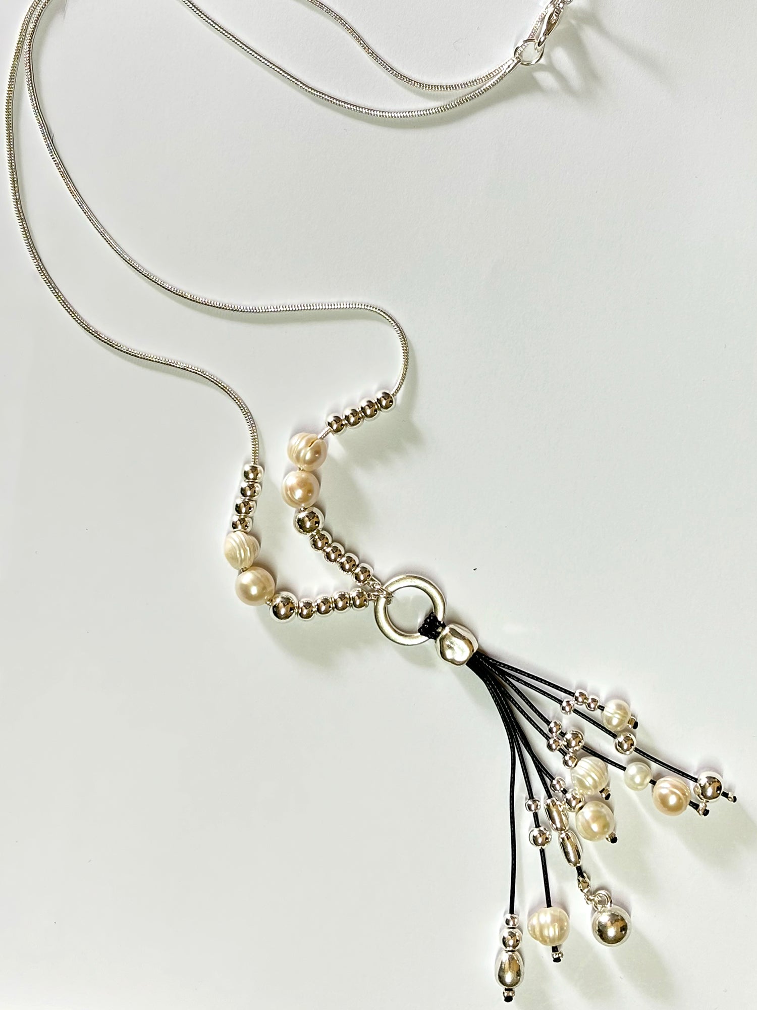 Silver And Pearl Beaded Necklace