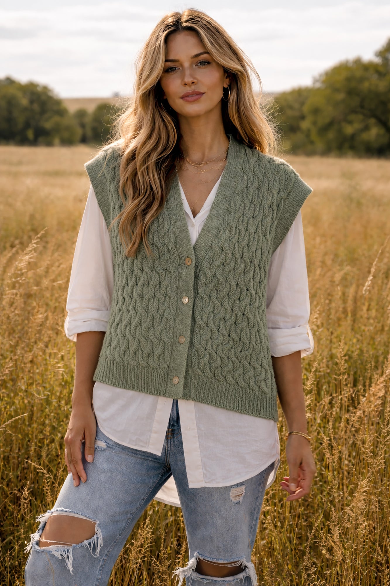 Megeve Vest - Sage