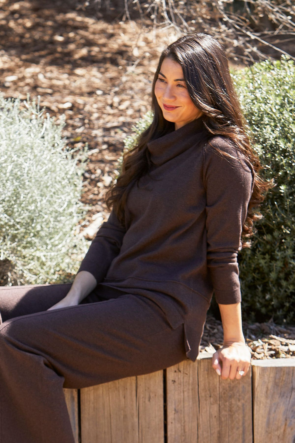 Raglan Cowl Pullover - Dark Chocolate Marle