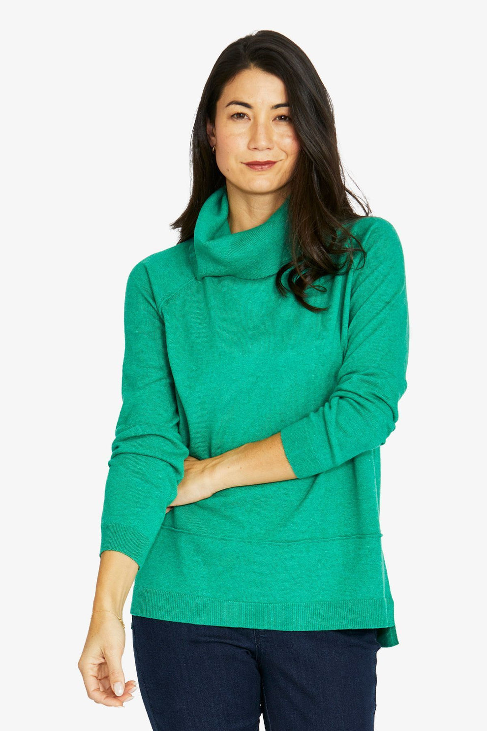 Raglan Cowl Pullover - Leaf Marle