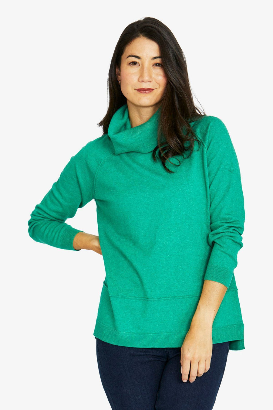 Raglan Cowl Pullover - Leaf Marle