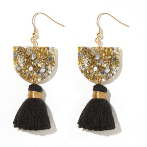 Annie Earrings - Gold & Silver with Black