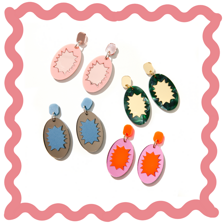 Penny Earrings - Pink + Red